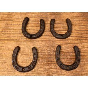 Four (4) X-Small Horse Shoe Rustic Cast Iron 2" by 2" Tall Four (4) 0170-05211